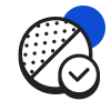 Icon of color contrast checker and checkmark with blue circle