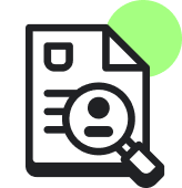 Paper with magnifying glass search icon with green circle